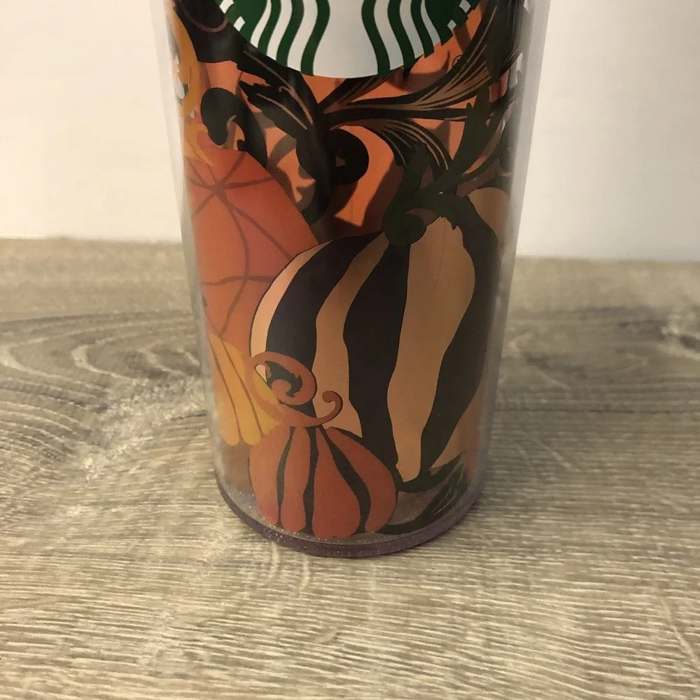 2021 Starbucks Halloween Tumbler Cup with Lid Black Cat and Pumpkin 16oz READ‎